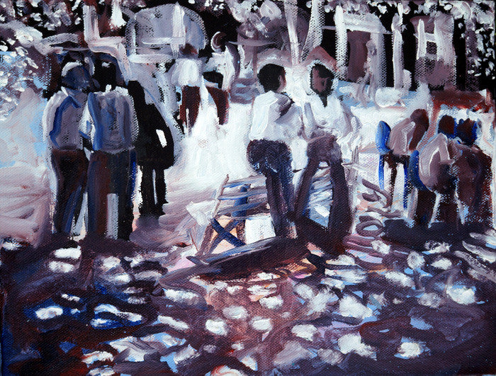 Painting - Olot of People in the Market Square  Smart Deco Homeware Lighting and Art by Jacqueline hammond