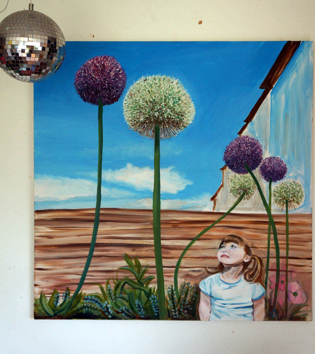 Floating Alliums painting  Smart Deco Homeware Lighting and Art by Jacqueline hammond