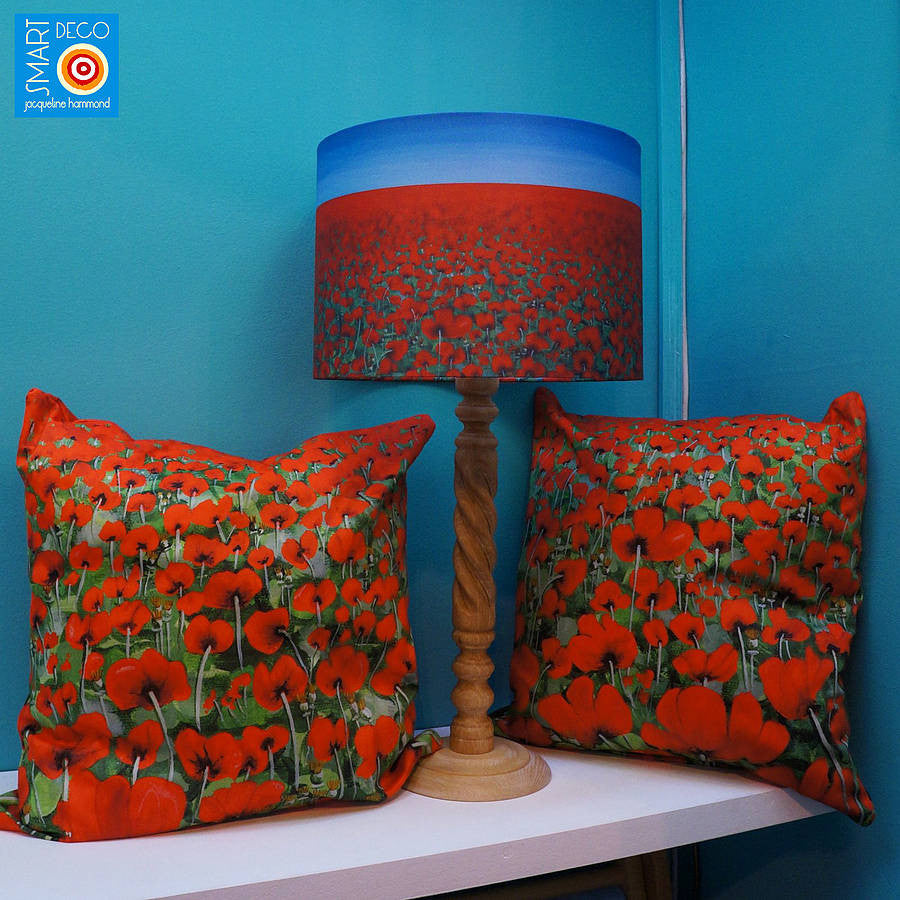 Lampshade - Poppy Blue Sky Art Print  Smart Deco Homeware Lighting and Art by Jacqueline hammond