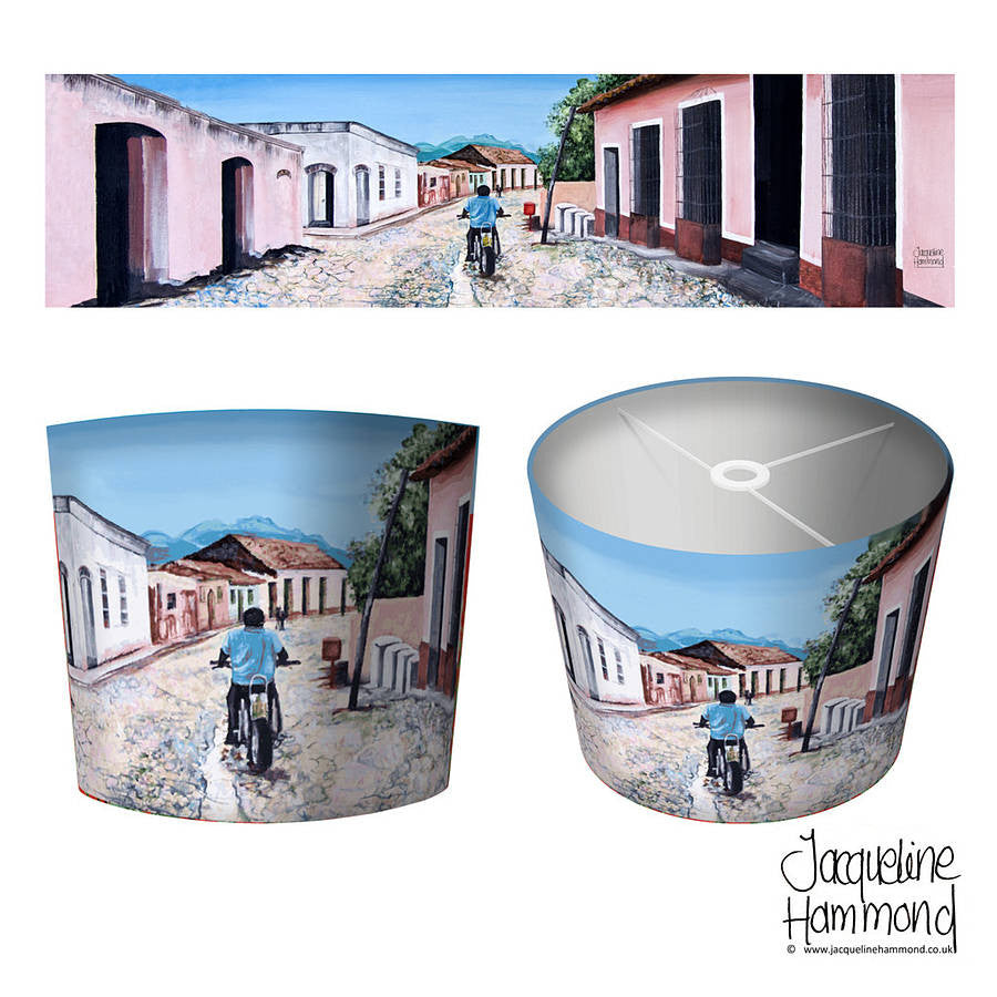 Lamp Shade - Cuban Motorbike  Smart Deco Homeware Lighting and Art by Jacqueline hammond