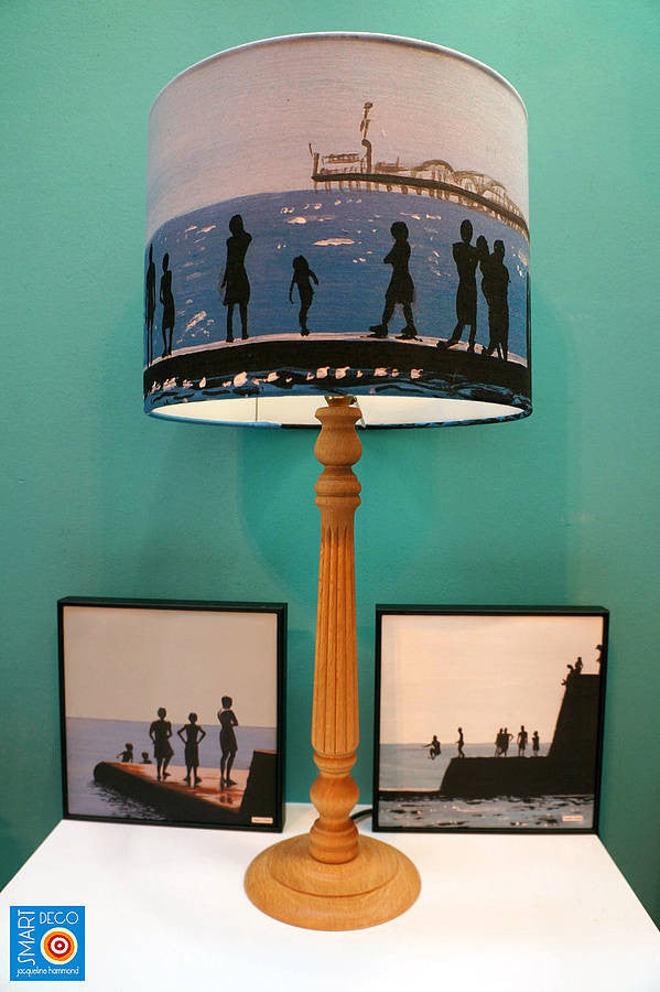 The Groyne Series - Lampshade - Seaside Print Drum  Smart Deco Homeware Lighting and Art by Jacqueline hammond