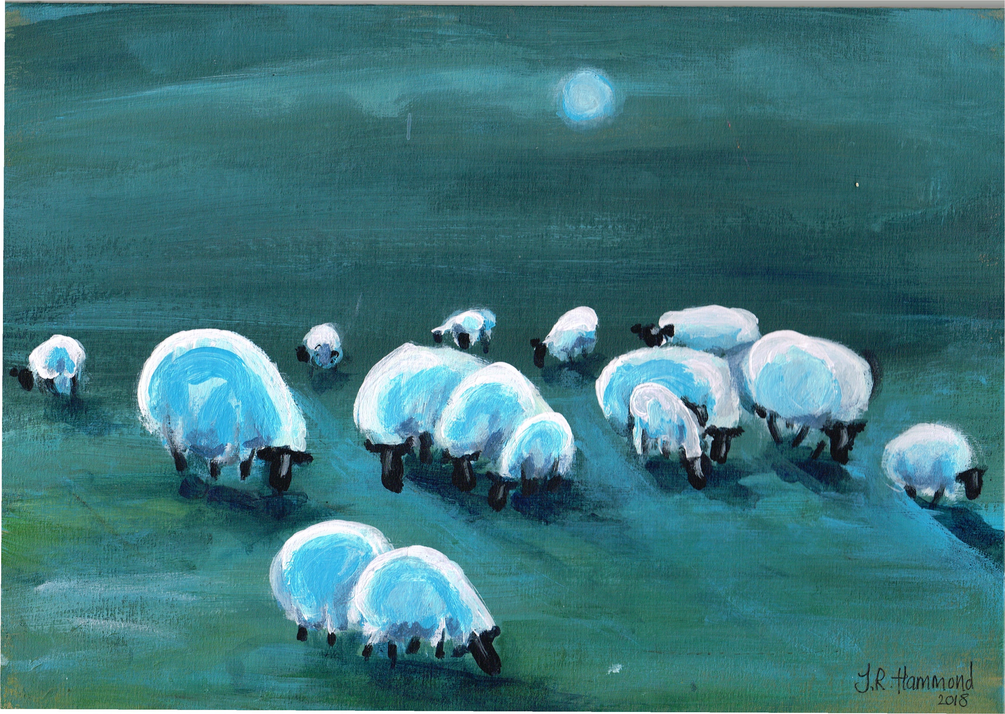At Night I Dream of Acrylic Sheep Painting - Three (sold)  Smart Deco Homeware Lighting and Art by Jacqueline hammond