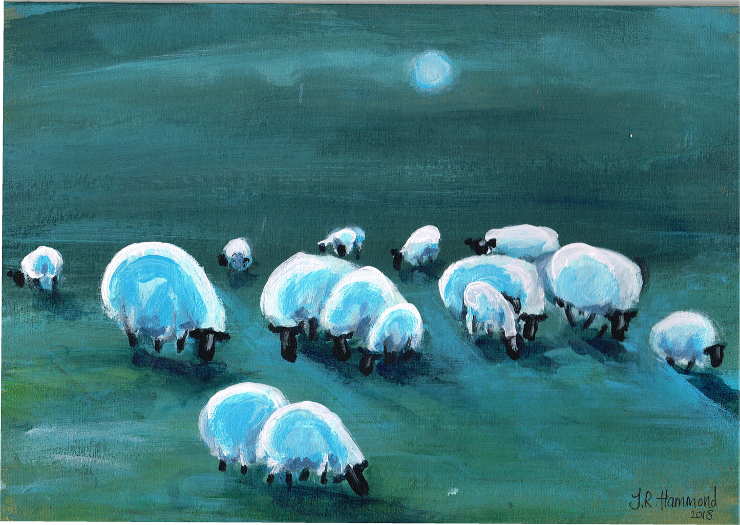 At Night I Dream of Acrylic Sheep Painting - Three (sold)  Smart Deco Homeware Lighting and Art by Jacqueline hammond
