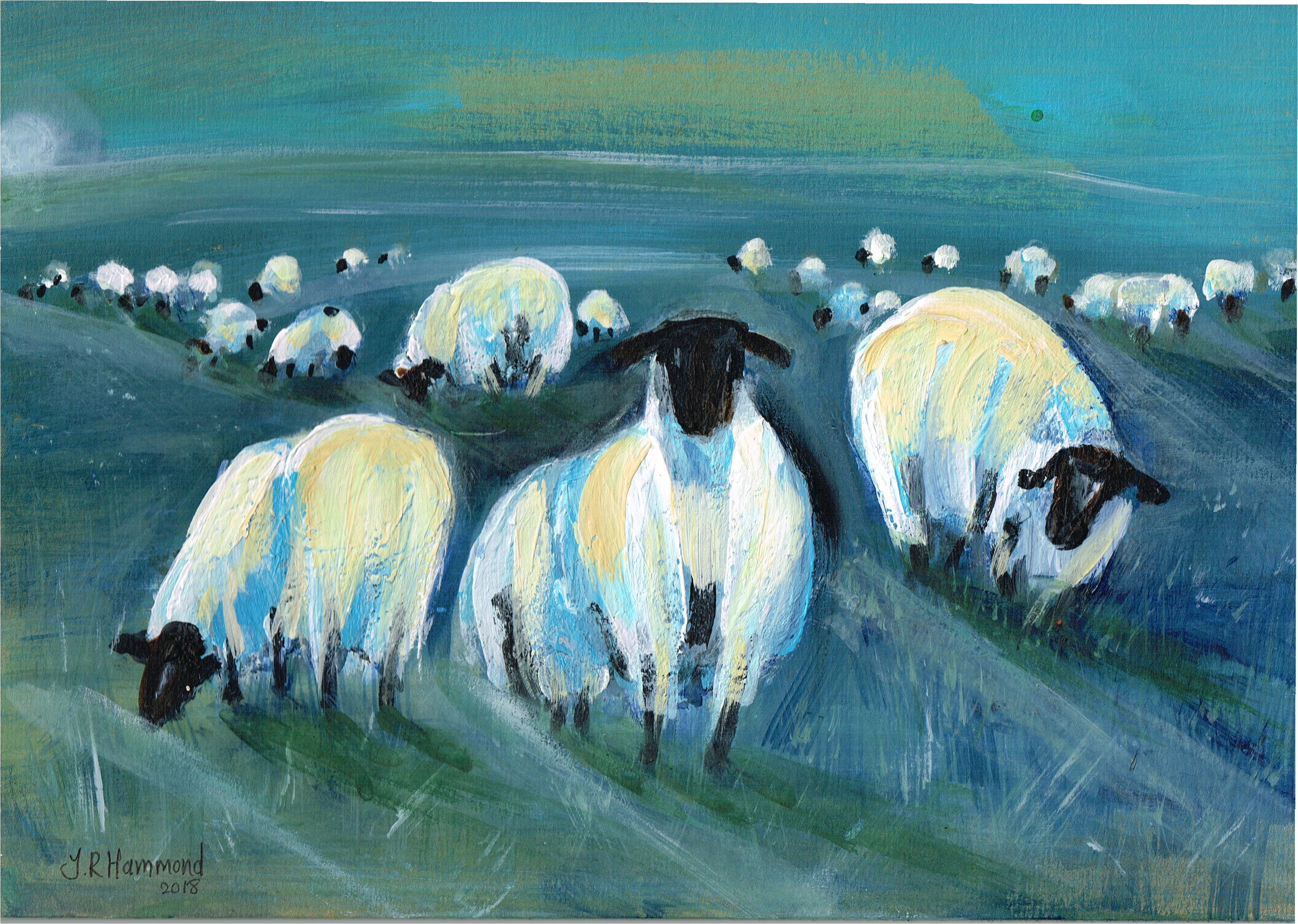 At Night I Dream of Acrylic Sheep Painting - Four (sold)  Smart Deco Homeware Lighting and Art by Jacqueline hammond