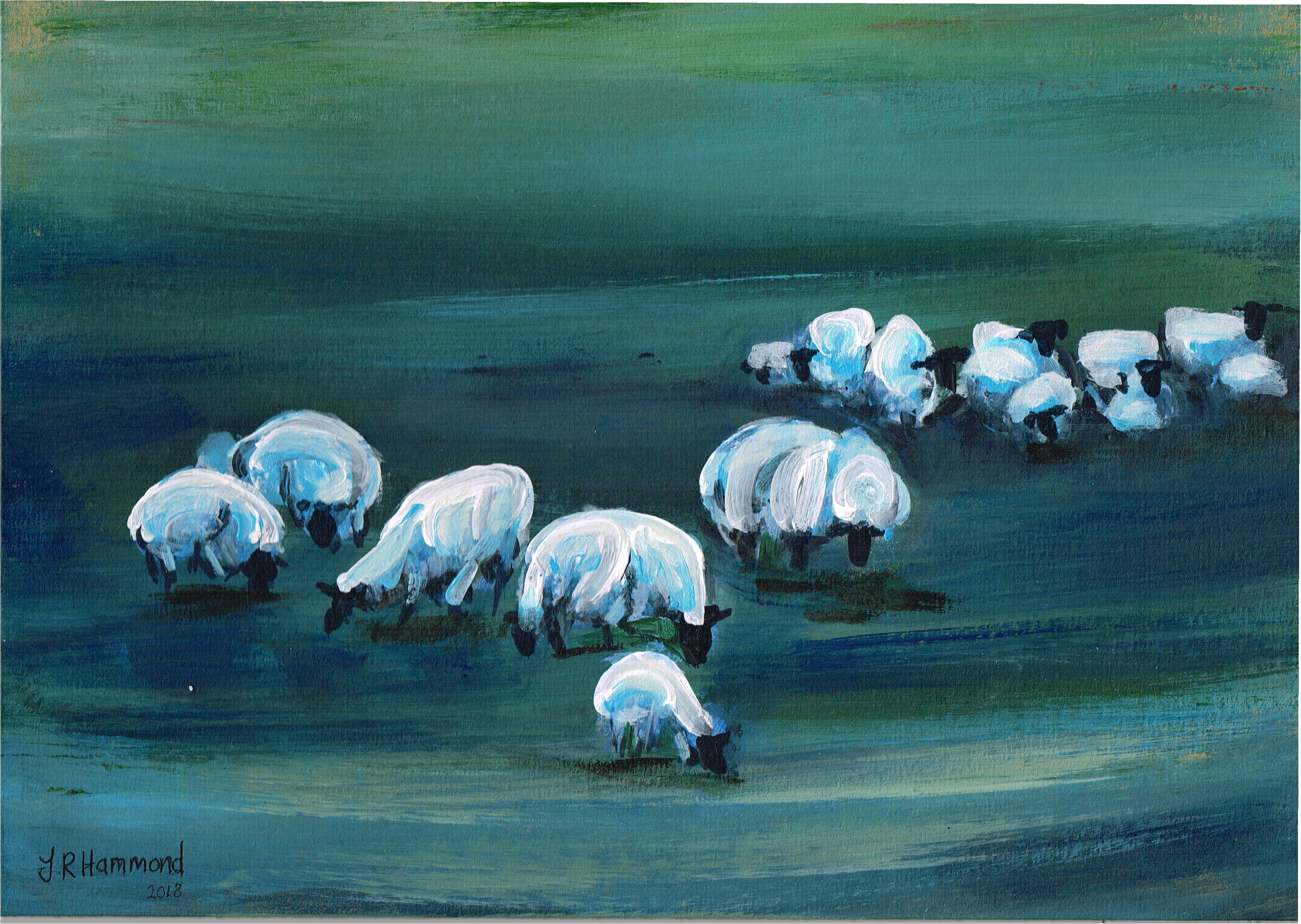 At Night I Dream of Acrylic Sheep Painting - Five  Smart Deco Homeware Lighting and Art by Jacqueline hammond