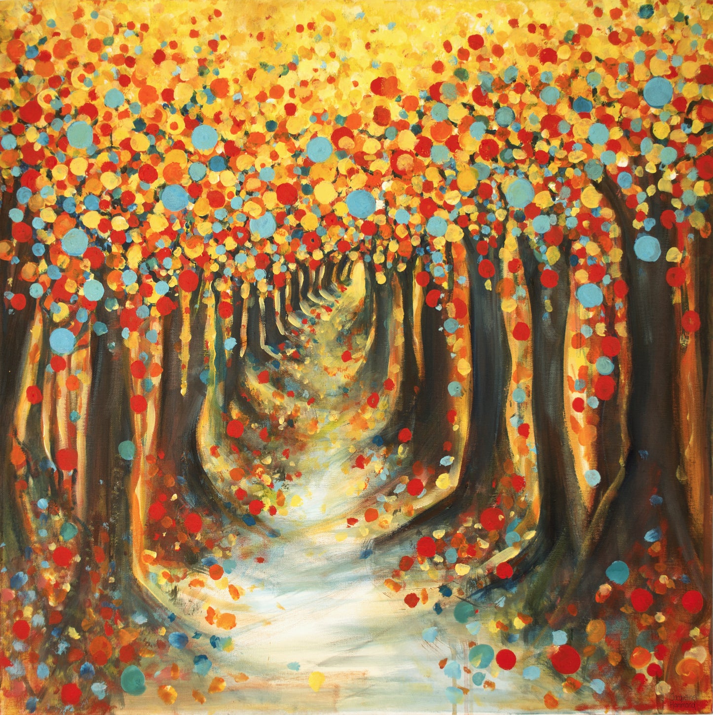Original - Autumn Avenue of Trees  Smart Deco Homeware Lighting and Art by Jacqueline hammond