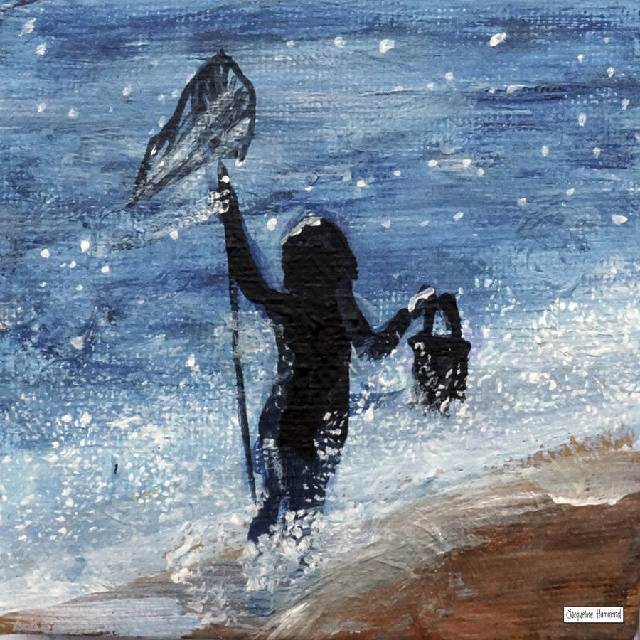 Print Of Painting Girl With Net By Jacqueline Hammond  Smart Deco Homeware Lighting and Art by Jacqueline hammond