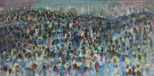 Original Painting - The Crowd  Smart Deco Homeware Lighting and Art by Jacqueline hammond