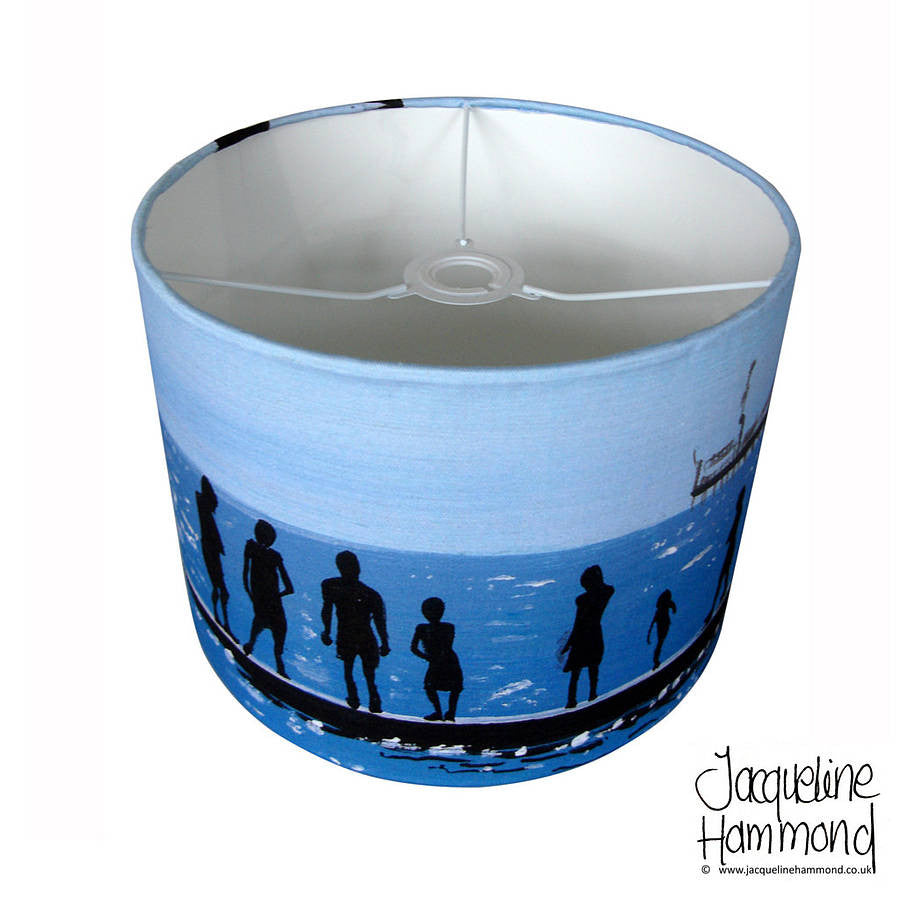 The Groyne Series - Lampshade - Seaside Print Drum  Smart Deco Homeware Lighting and Art by Jacqueline hammond
