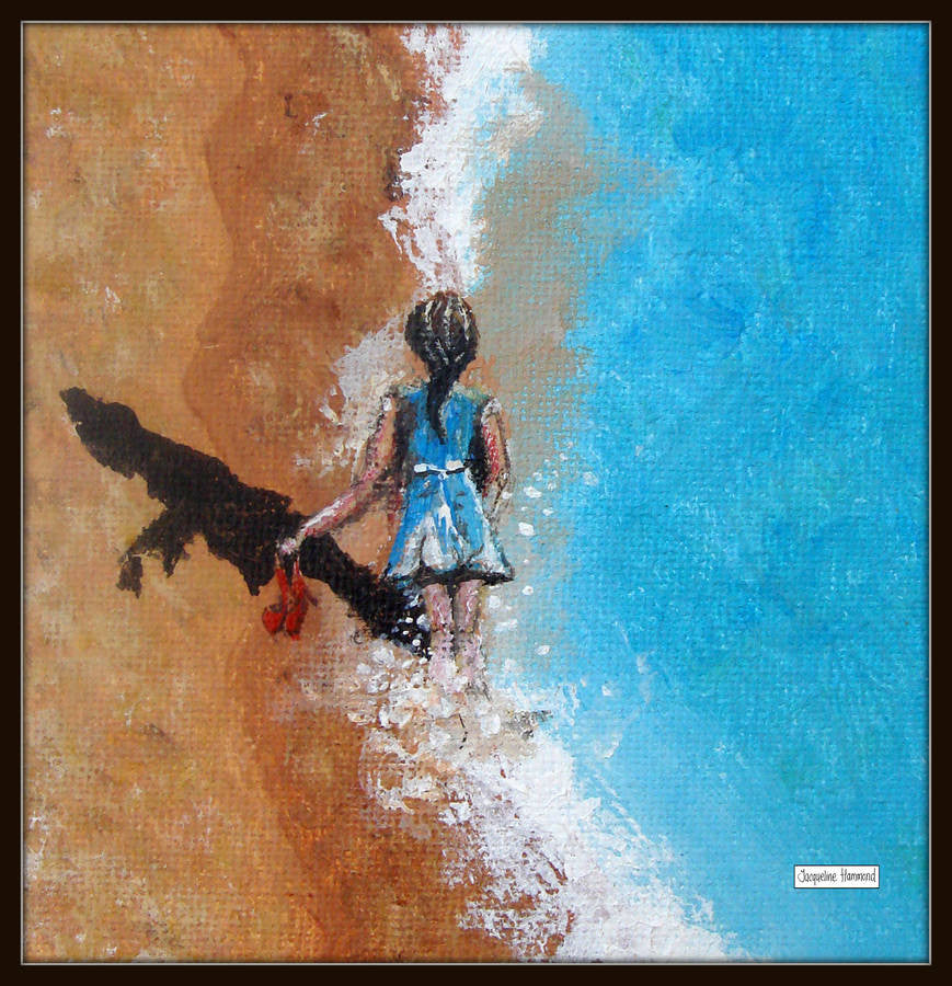 Print of Painting Little Miss Red Shoes by Jacqueline Hammond  Smart Deco Homeware Lighting and Art by Jacqueline hammond