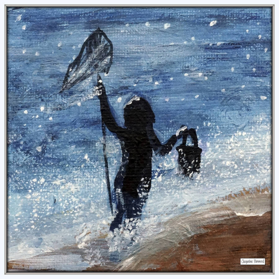 Print Of Painting Girl With Net By Jacqueline Hammond  Smart Deco Homeware Lighting and Art by Jacqueline hammond