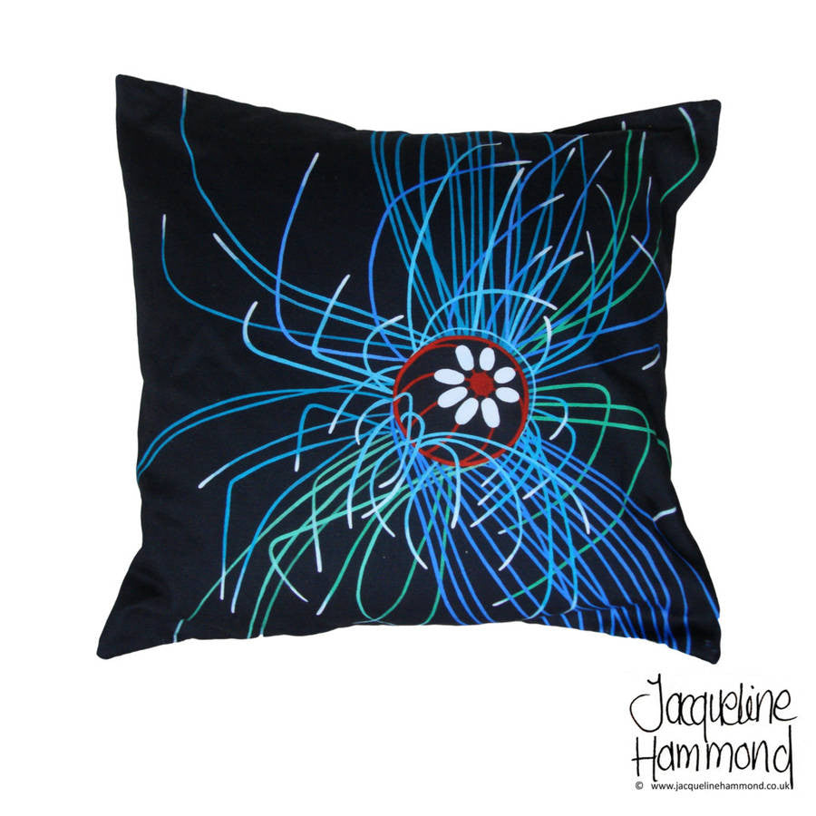 Luxury Cushion Cover - Ultraviolet Jellyfish Art Print  Smart Deco Homeware Lighting and Art by Jacqueline hammond