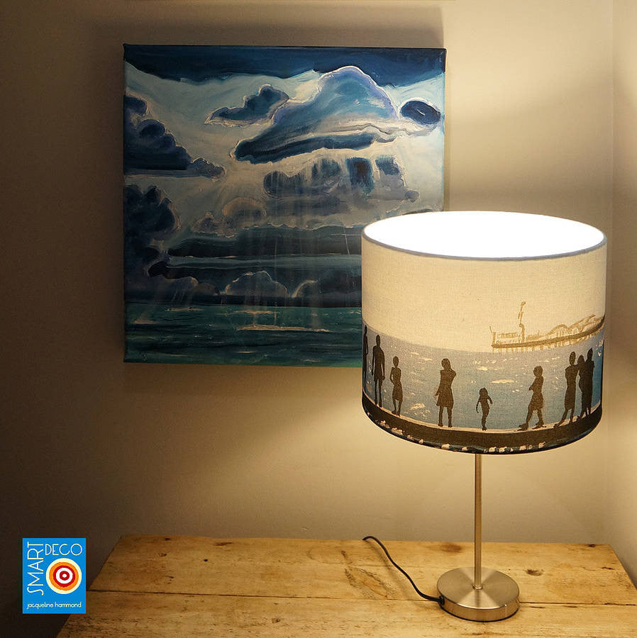 The Groyne Series - Lampshade - Seaside Print Drum  Smart Deco Homeware Lighting and Art by Jacqueline hammond