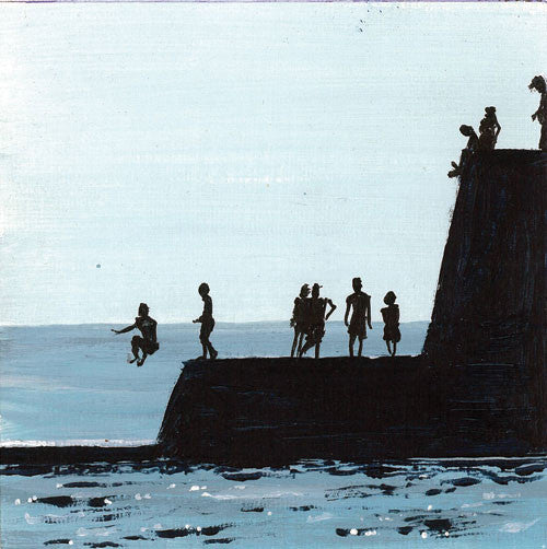 The Groyne Series Painting (mini) - Take a Jump (SOLD)  Smart Deco Homeware Lighting and Art by Jacqueline hammond