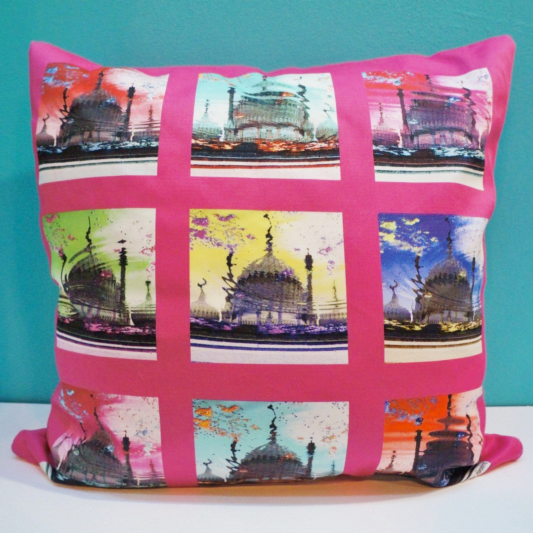 Pop Art Acid Pavilion Print Cushion Cover - Pink  Smart Deco Homeware Lighting and Art by Jacqueline hammond