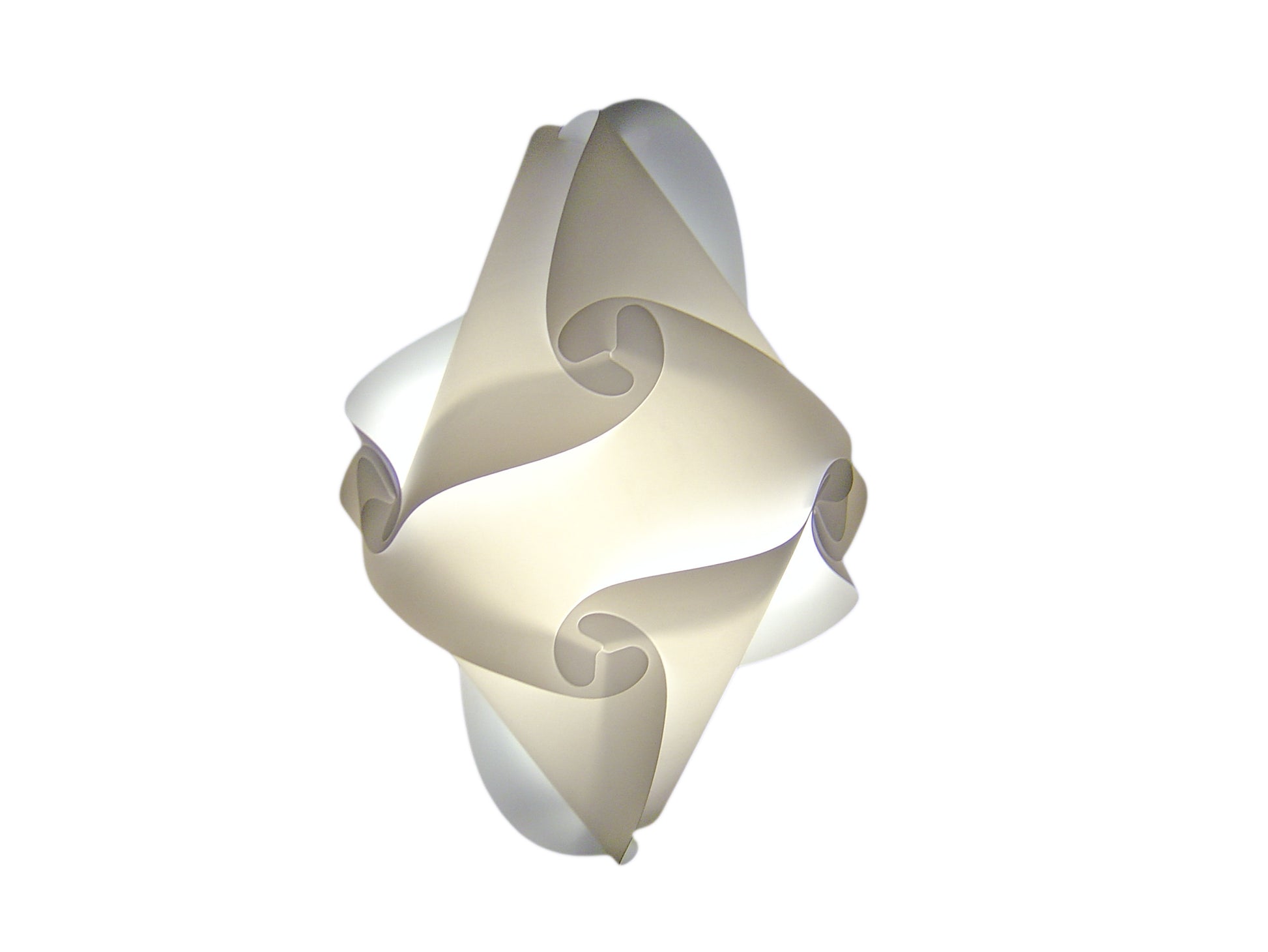 Modern white swirled lampshade with intricate design