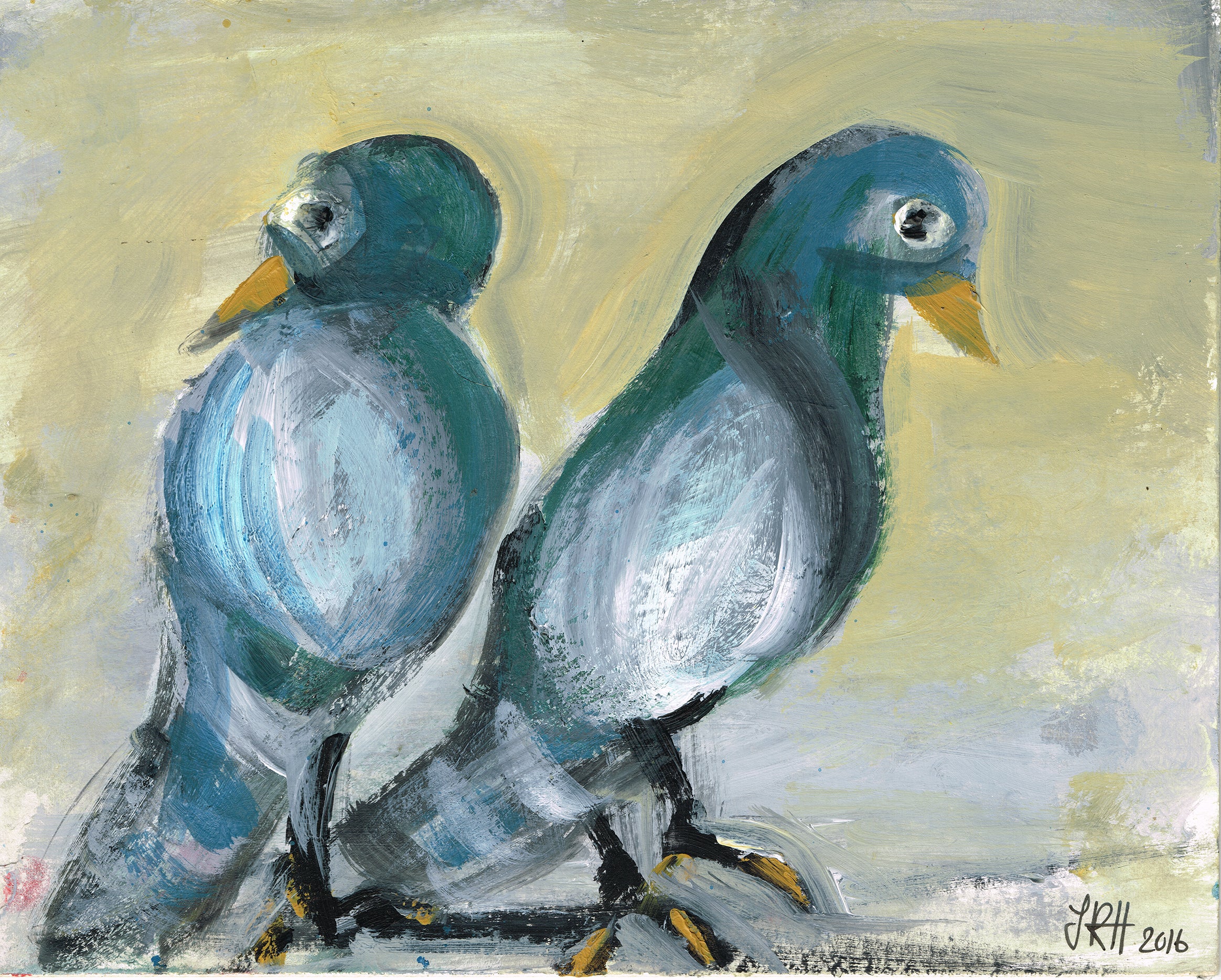 Love Pigeons Painting- Sulking  Smart Deco Homeware Lighting and Art by Jacqueline hammond