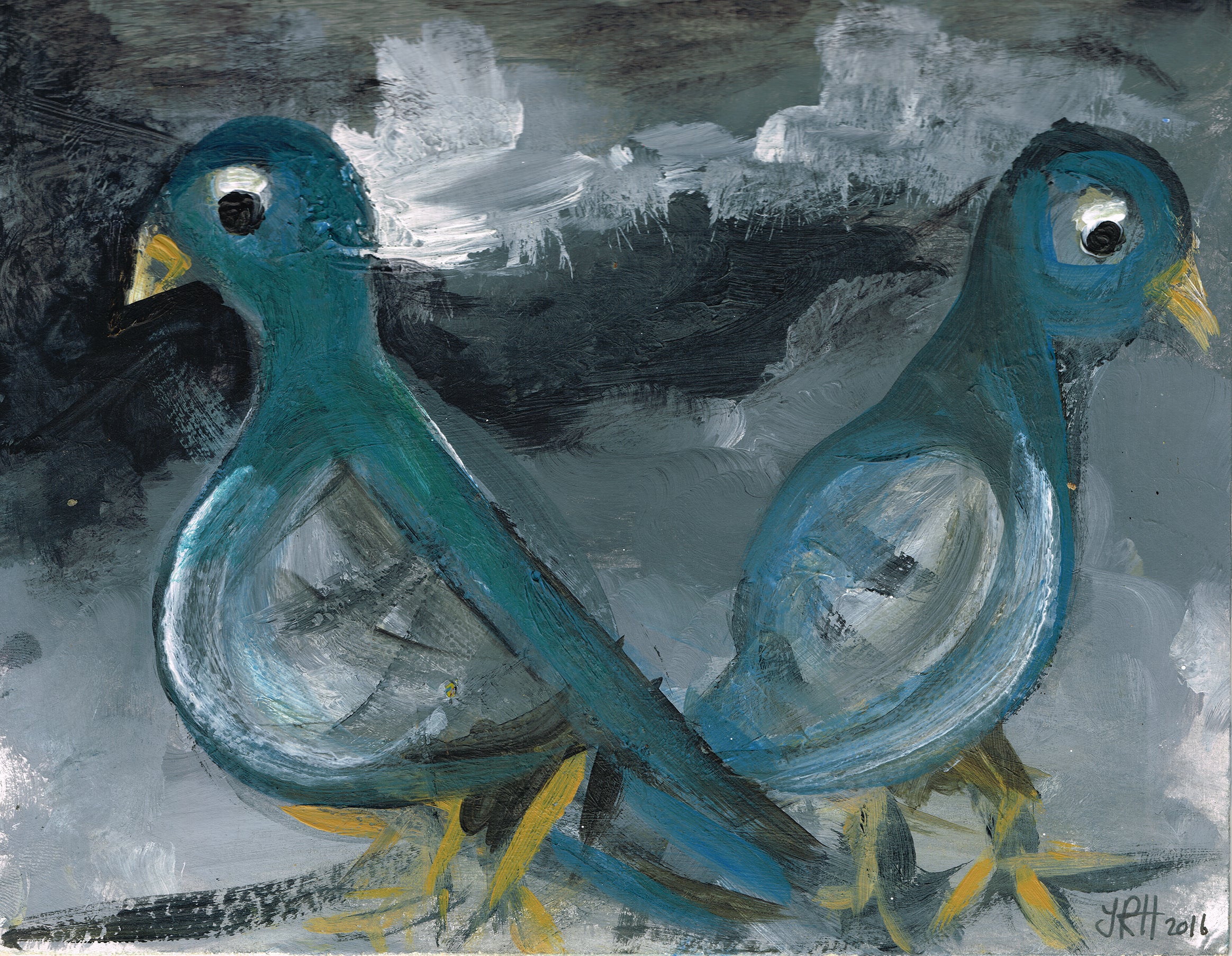 Love Pigeons Painting - Lovers Tiff  Smart Deco Homeware Lighting and Art by Jacqueline hammond