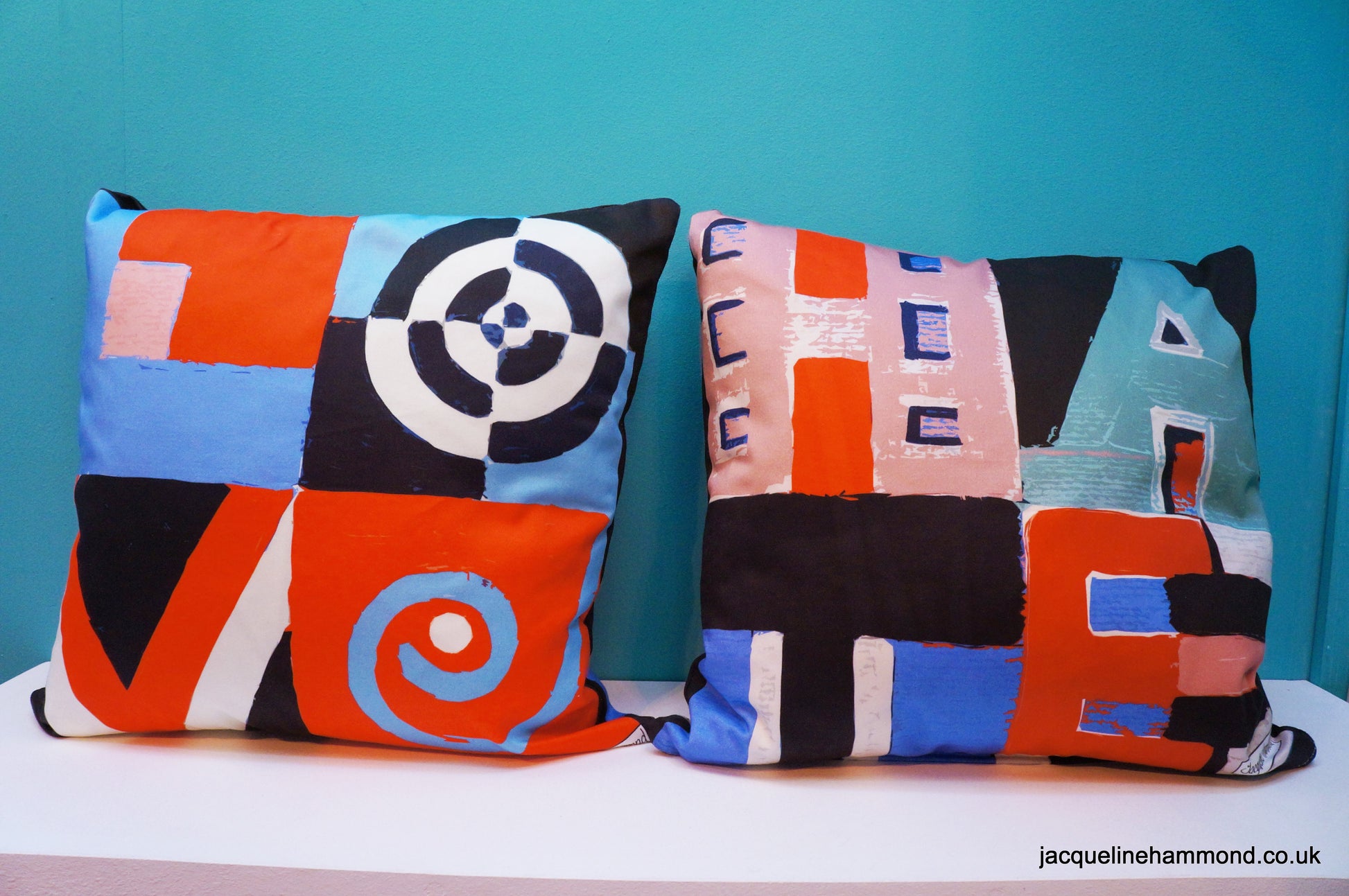 The Love / Hate Double Sided Word Art Cushion  Smart Deco Homeware Lighting and Art by Jacqueline hammond