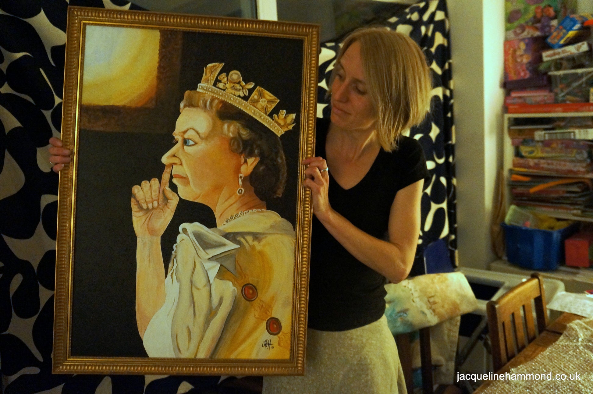 The Queen in a Moment of Privacy  Smart Deco Homeware Lighting and Art by Jacqueline hammond