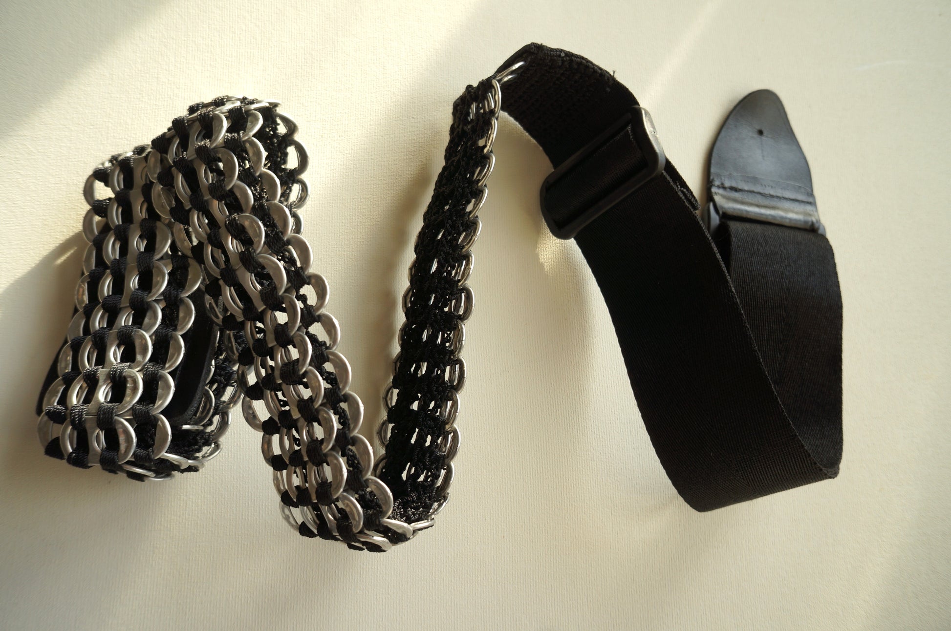 Recycled Ring Pull Guitar Strap  Smart Deco Homeware Lighting and Art by Jacqueline hammond