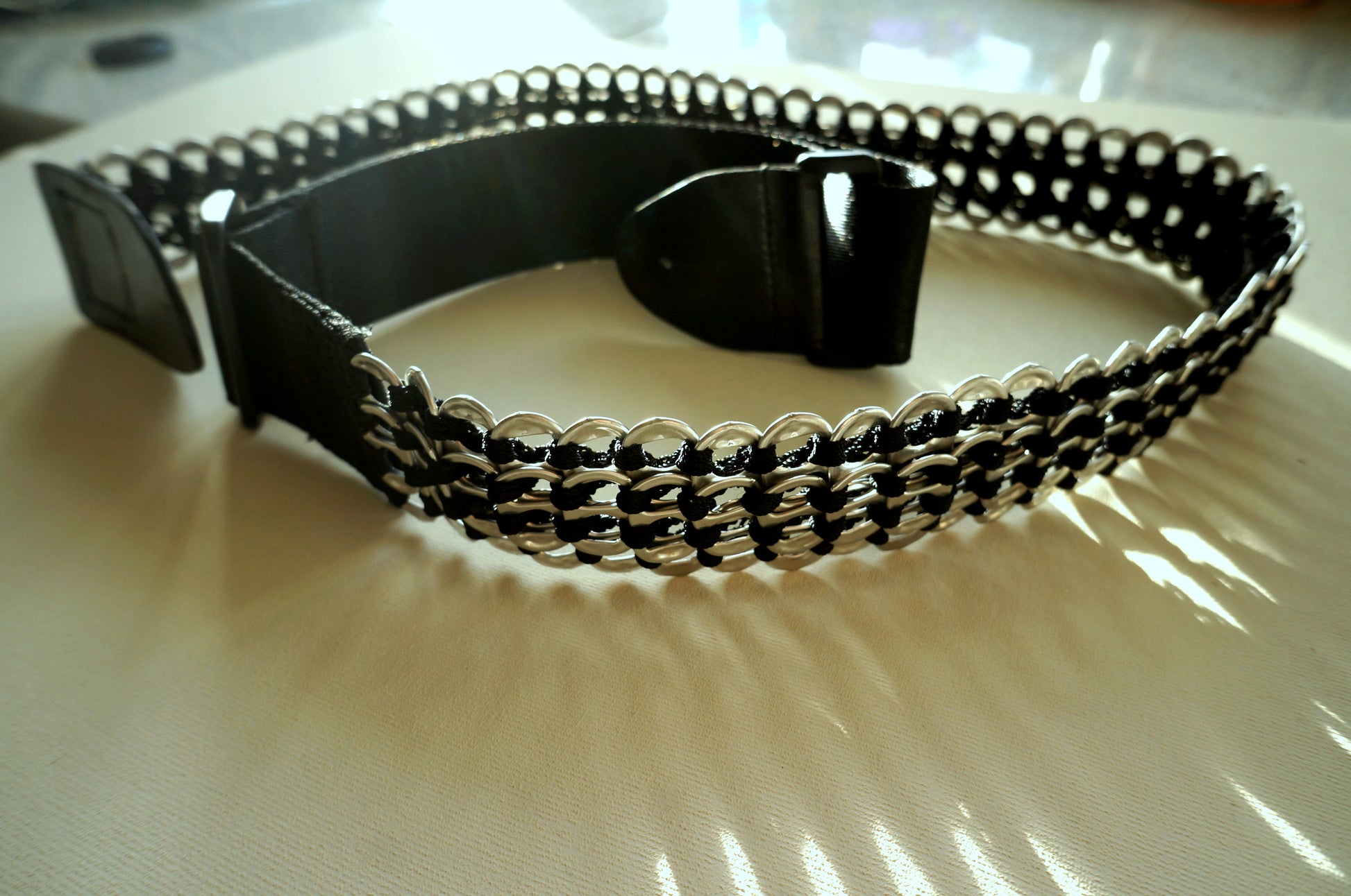 Recycled Ring Pull Guitar Strap  Smart Deco Homeware Lighting and Art by Jacqueline hammond