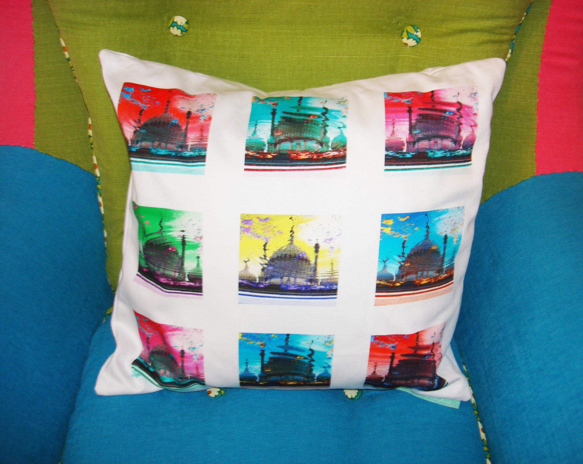 Pop Art Acid Pavilion Print Cushion Cover  Smart Deco Homeware Lighting and Art by Jacqueline hammond