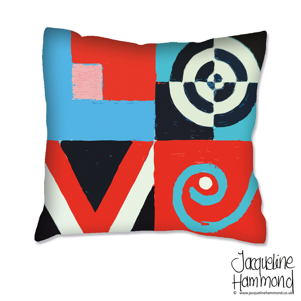 The Love / Hate Double Sided Word Art Cushion  Smart Deco Homeware Lighting and Art by Jacqueline hammond