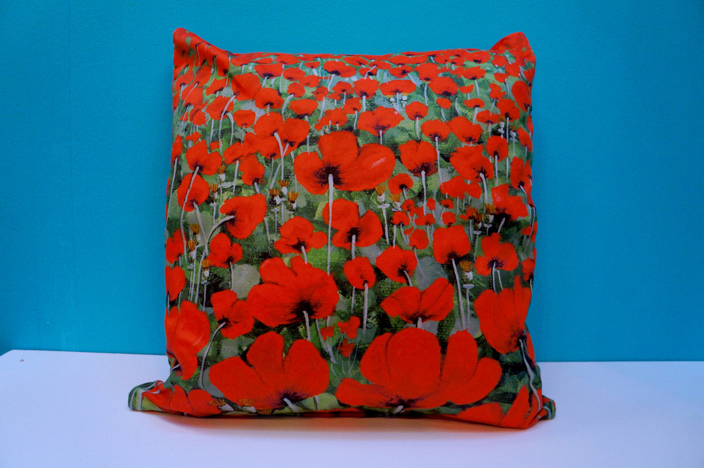 Luxury Cushion Cover - Blowing Poppies Red  Smart Deco Homeware Lighting and Art by Jacqueline hammond
