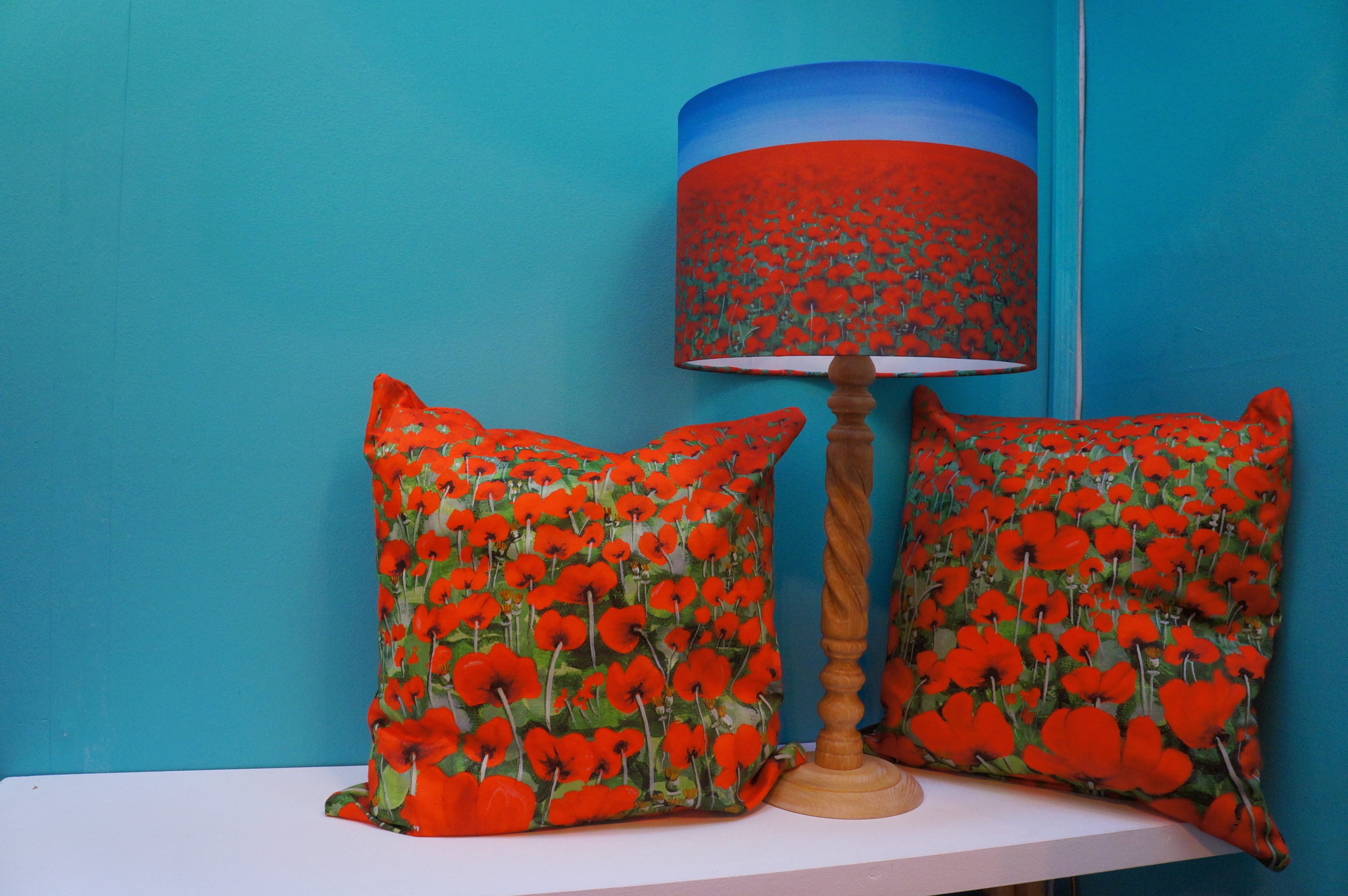 Luxury Cushion Cover - Blowing Poppies Red  Smart Deco Homeware Lighting and Art by Jacqueline hammond