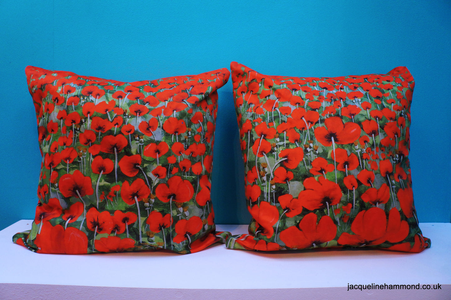 Luxury Cushion Cover - Blowing Poppies Red  Smart Deco Homeware Lighting and Art by Jacqueline hammond