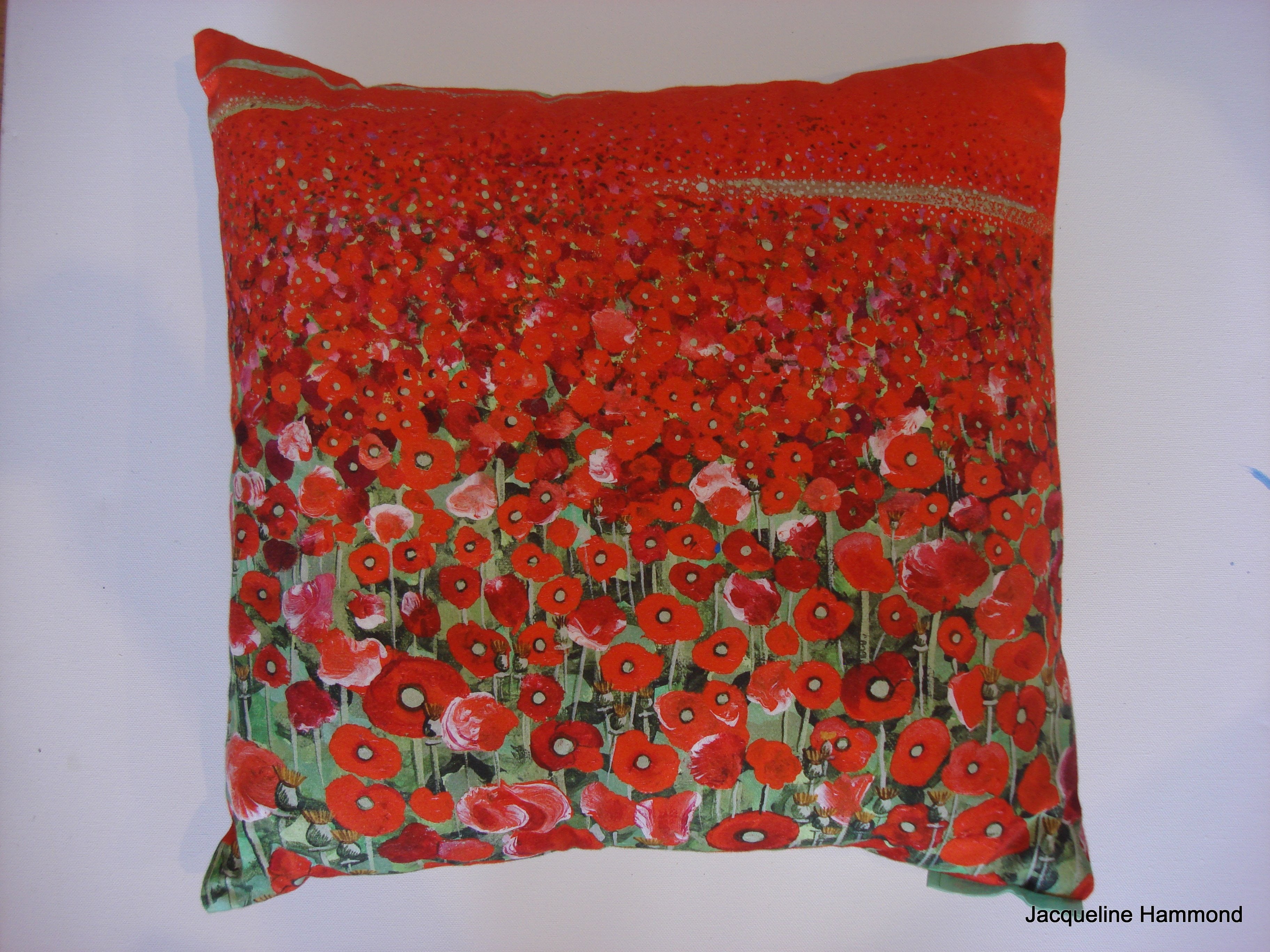 Luxury Cushion Cover - Poppy Fields Print  Smart Deco Homeware Lighting and Art by Jacqueline hammond