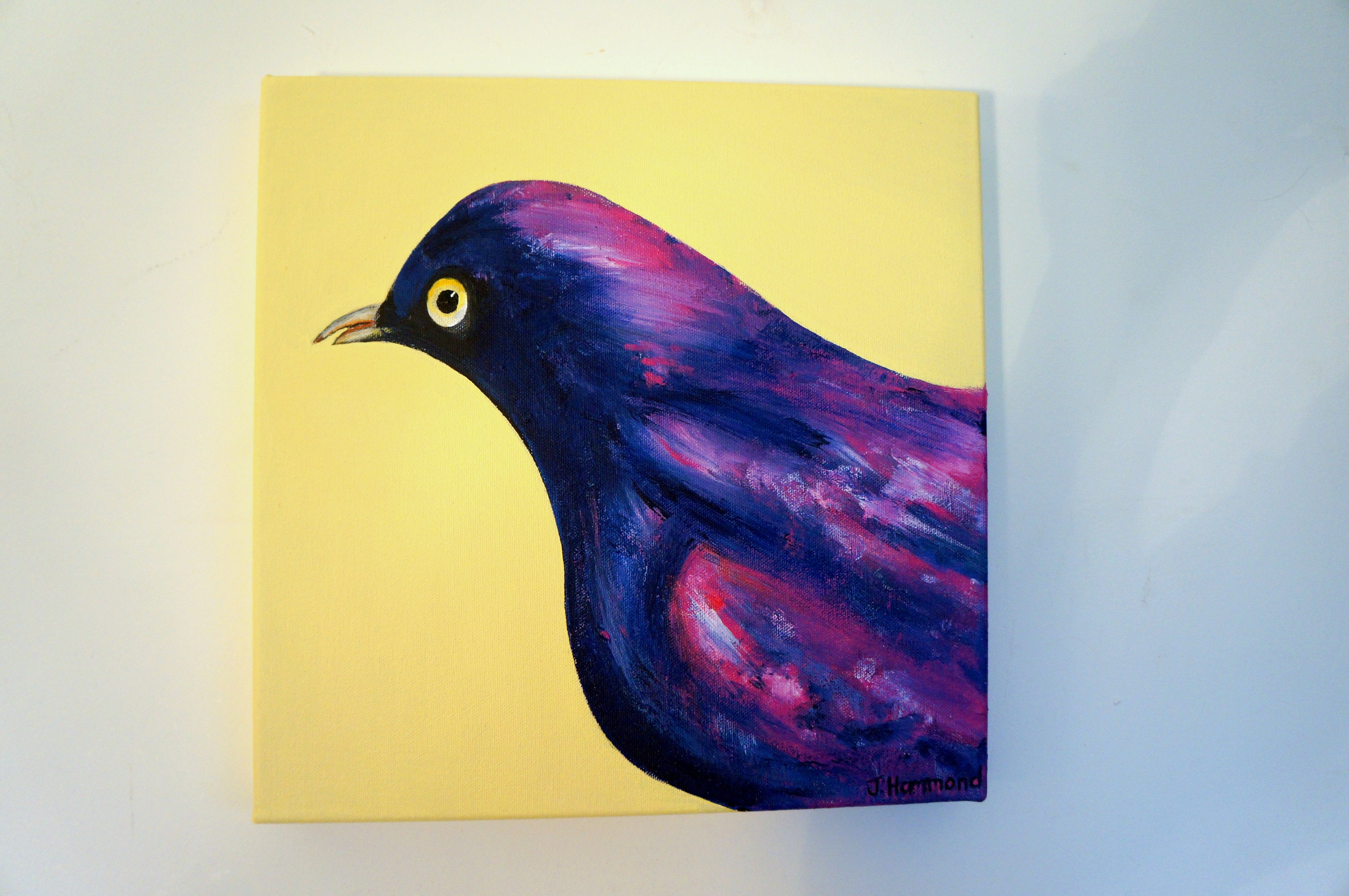 Pretty Little Thing - Bird Portrait Painting  Smart Deco Homeware Lighting and Art by Jacqueline hammond