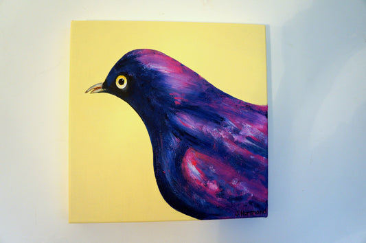 Pretty Little Thing - Bird Portrait Painting  Smart Deco Homeware Lighting and Art by Jacqueline hammond