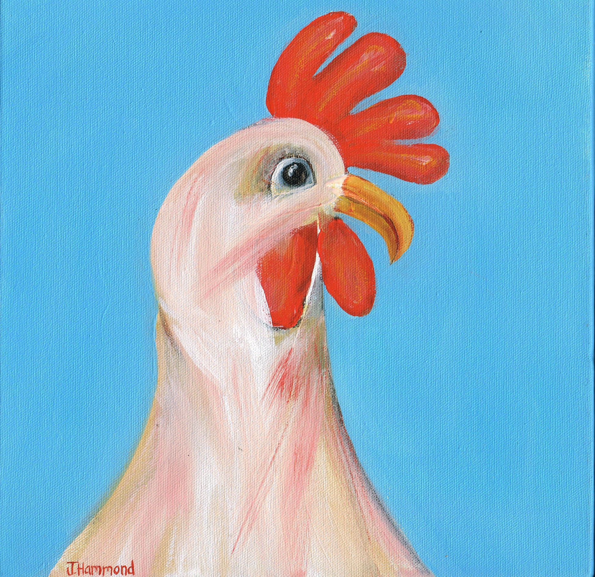 Techno Chicken - Bird Portrait Painting  Smart Deco Homeware Lighting and Art by Jacqueline hammond