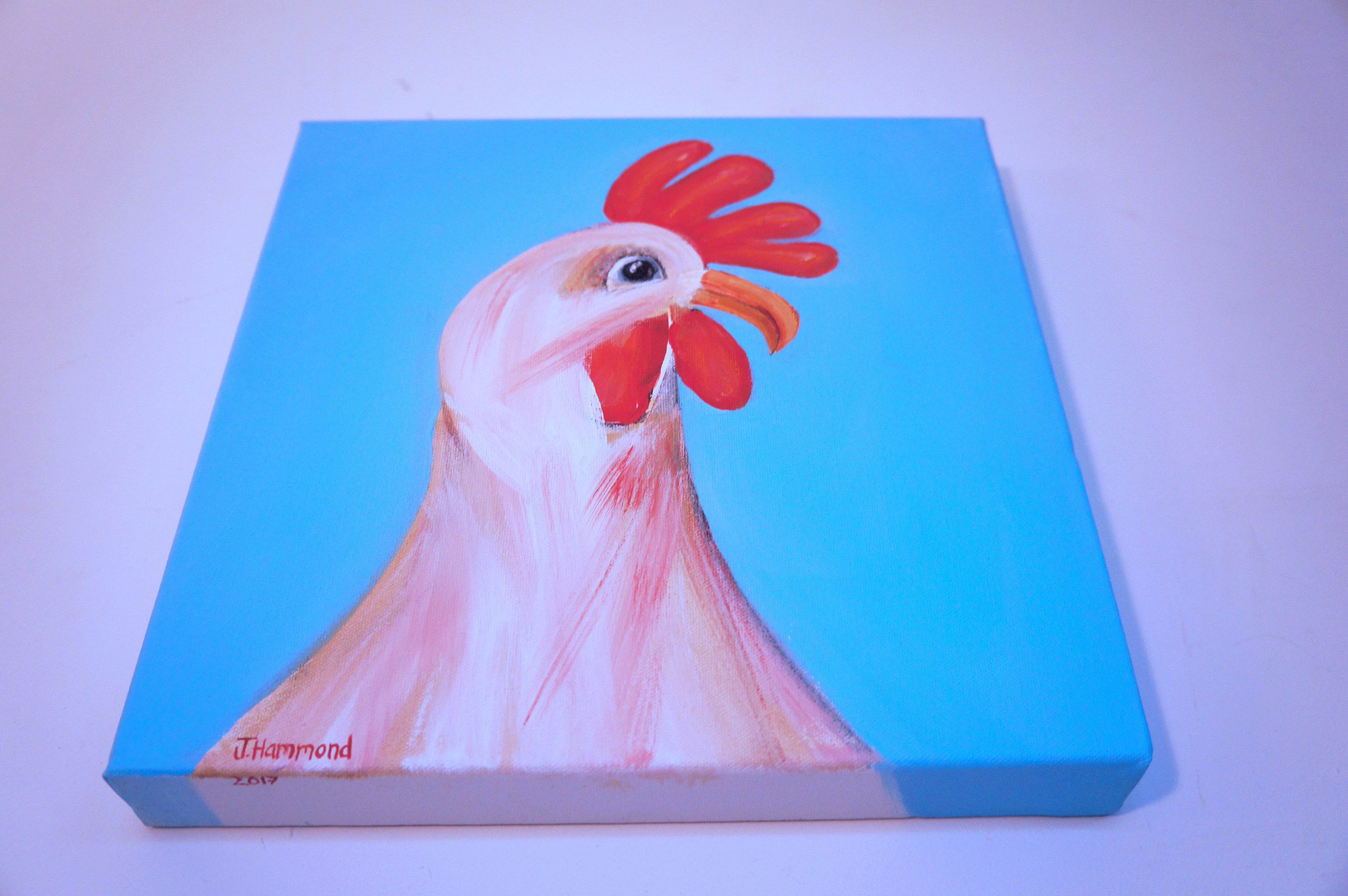 Techno Chicken - Bird Portrait Painting  Smart Deco Homeware Lighting and Art by Jacqueline hammond