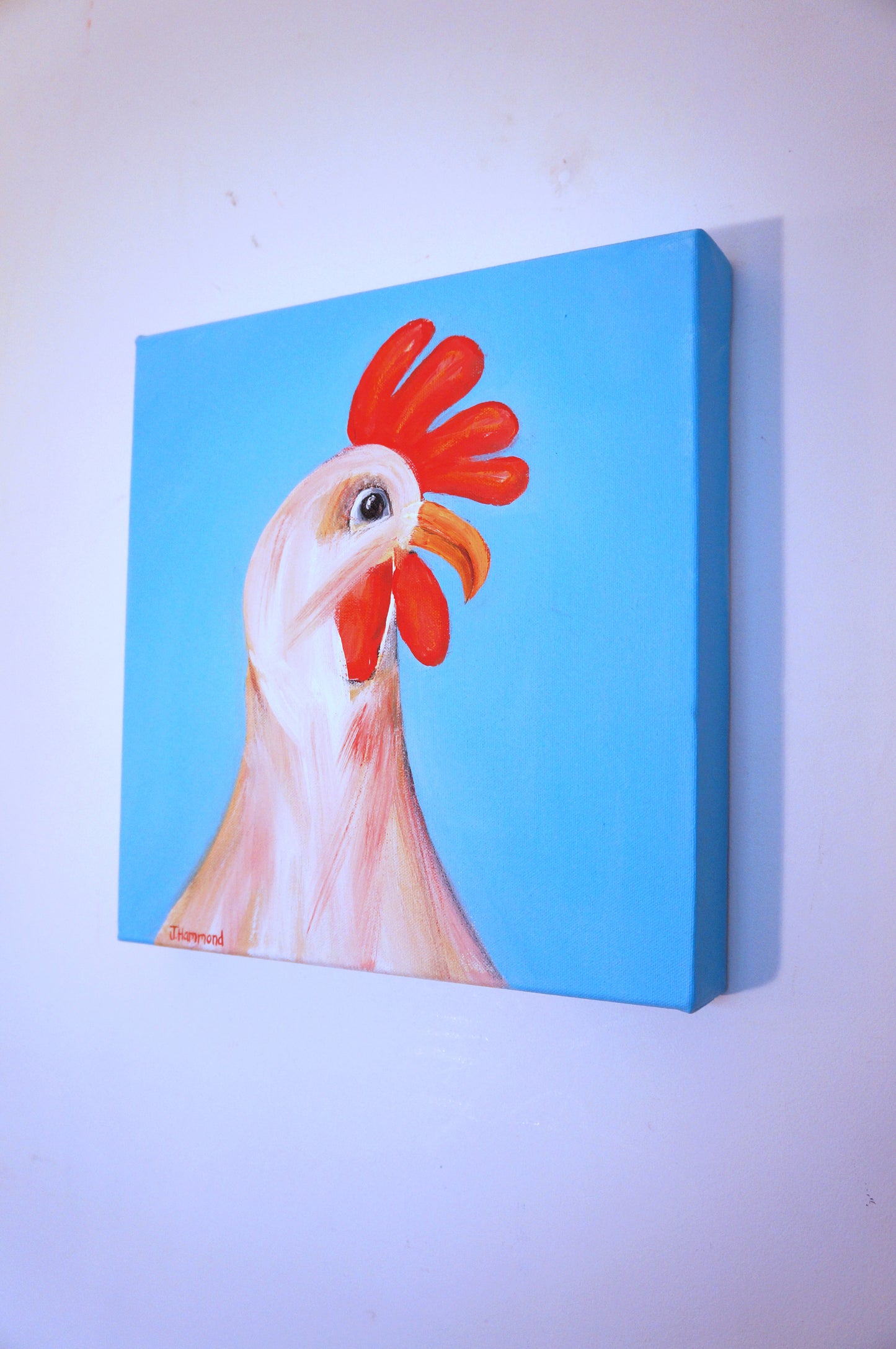 Techno Chicken - Bird Portrait Painting  Smart Deco Homeware Lighting and Art by Jacqueline hammond