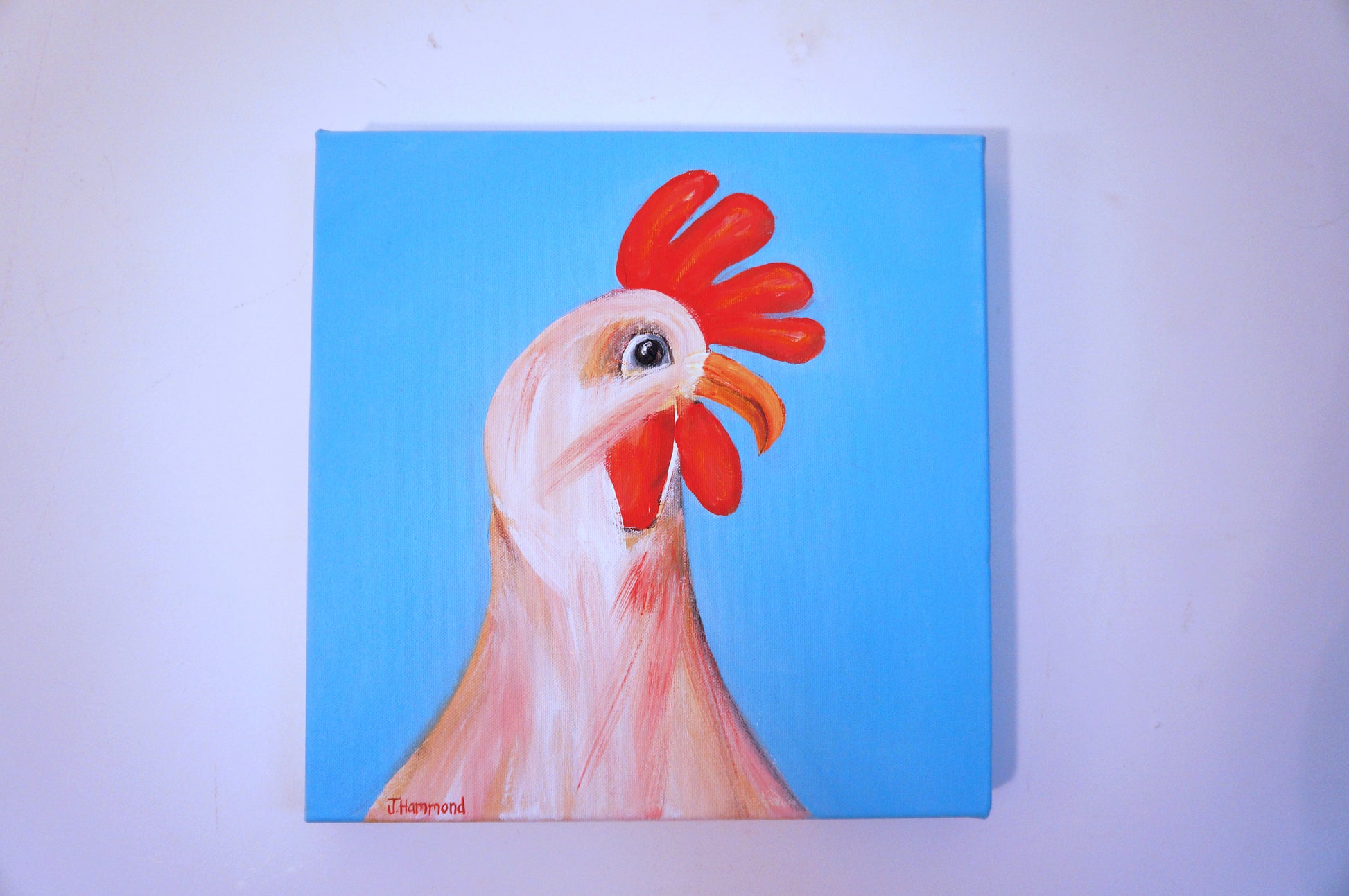 Techno Chicken - Bird Portrait Painting  Smart Deco Homeware Lighting and Art by Jacqueline hammond