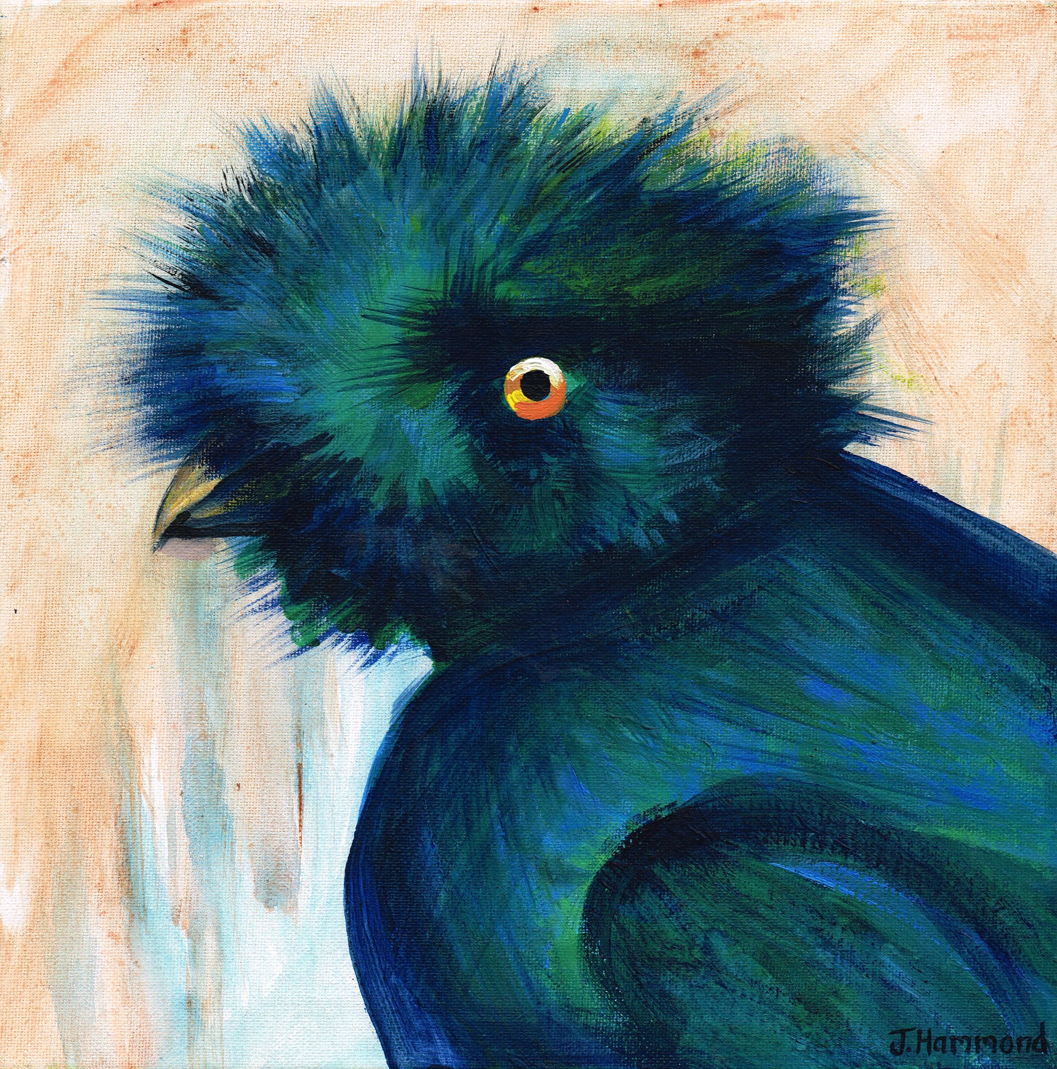 Bad Hair Day - Bird Portrait Painting  Smart Deco Homeware Lighting and Art by Jacqueline hammond
