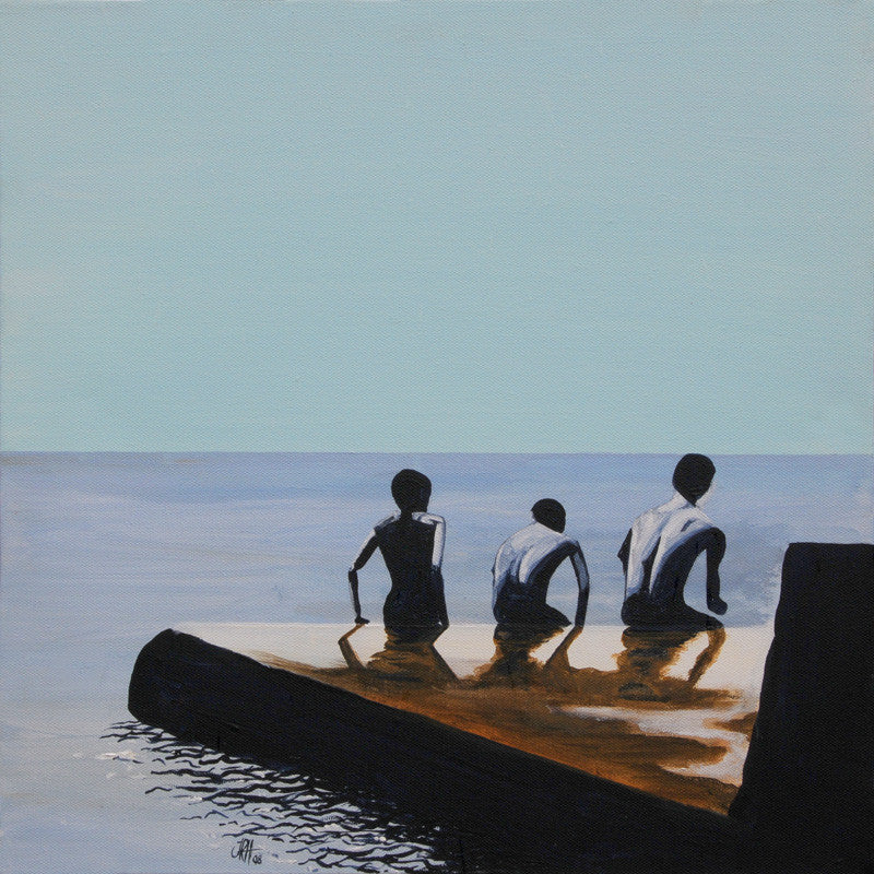 Painting - Back Off - The Groyne Series 40x40cm  Smart Deco Homeware Lighting and Art by Jacqueline hammond