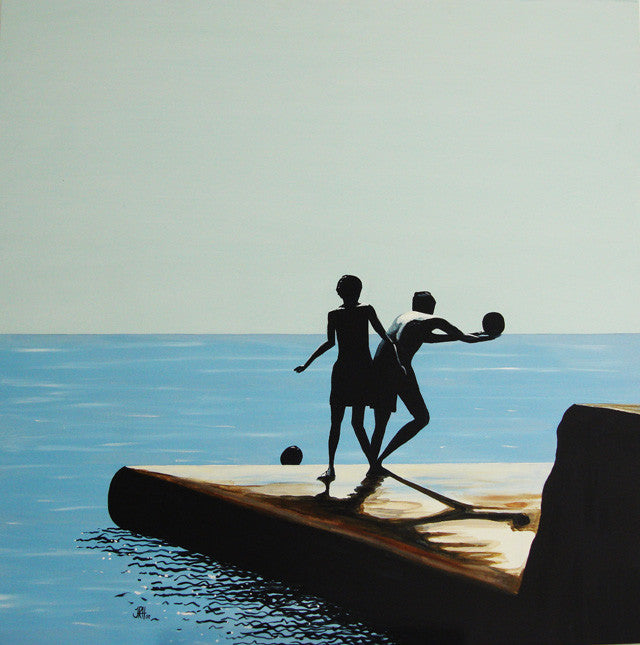 Painting - What a Catch - The Groyne Series 100x100cm (SOLD)  Smart Deco Homeware Lighting and Art by Jacqueline hammond