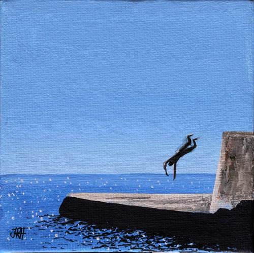 Original Groyne Painting - Baby Square 5 - Dive  (SOLD)  Smart Deco Homeware Lighting and Art by Jacqueline hammond