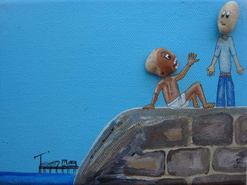 The Pebble Heads - Getting Sunstroke  Smart Deco Homeware Lighting and Art by Jacqueline hammond