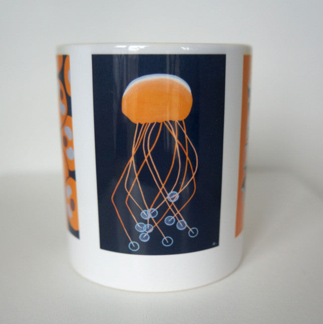 Ceramic Mug - Orange Jellyfish  Smart Deco Homeware Lighting and Art by Jacqueline hammond