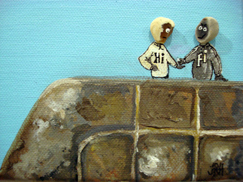 The Pebble Heads - Hi Fi Hoodies (SOLD)  Smart Deco Homeware Lighting and Art by Jacqueline hammond