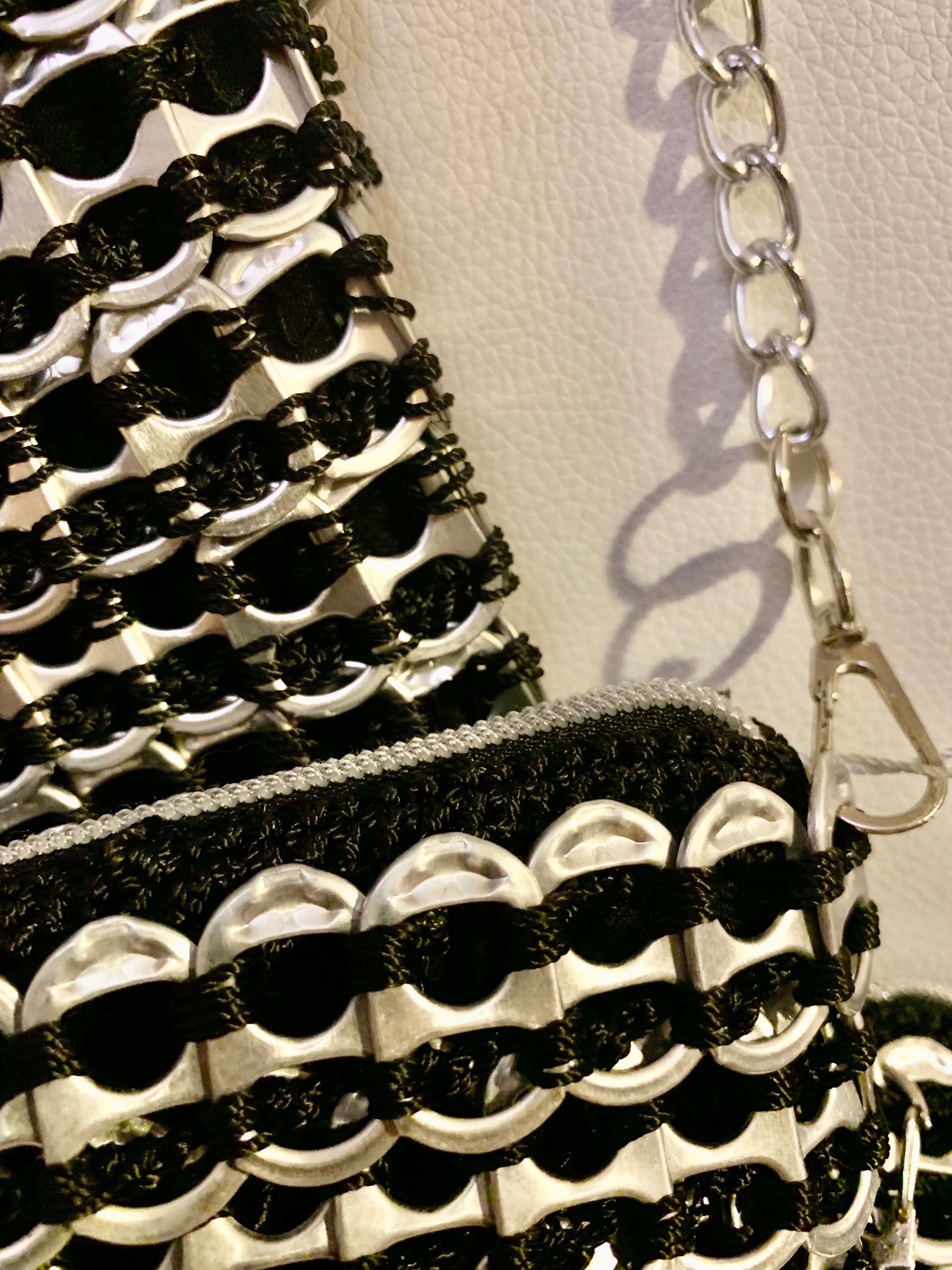 Perry Crochet Cross Body Bag by Soda Pop - Handmade with Metallic Silver Ring-Pulls