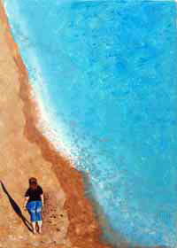 Original Painting - A Little Piece of the Beach - Denim  Smart Deco Homeware Lighting and Art by Jacqueline hammond