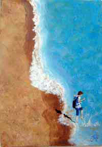 Original Painting - A Little Piece of the Beach - Tip Toes (SOLD)  Smart Deco Homeware Lighting and Art by Jacqueline hammond