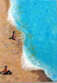 Original Painting - A Little Piece of the Beach - Shirley Valentine  Smart Deco Homeware Lighting and Art by Jacqueline hammond