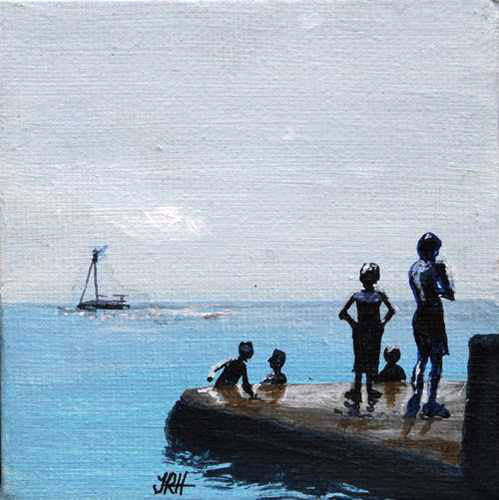 Original Groyne Painting - Baby Square 1 - Observing  (SOLD)  Smart Deco Homeware Lighting and Art by Jacqueline hammond